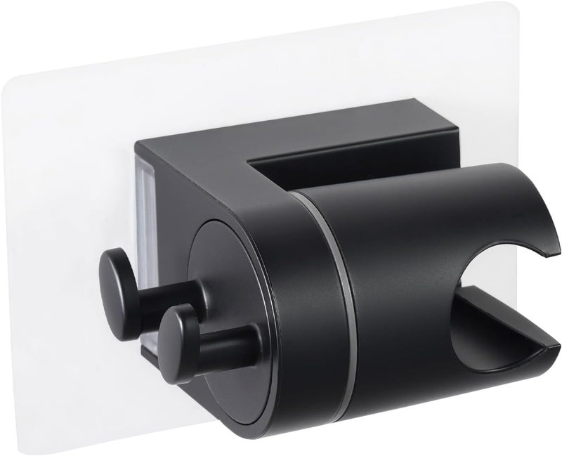 Offo Shower Head Holder, Strong Adhesive Shower Hooks, 60° Adjustable Waterproof Shower Head Holder Wall Mount for Bathroom, Matte Black - Image 1